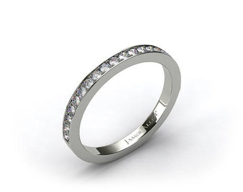 18k White Gold 1.8mm Pave Set Wedding Ring